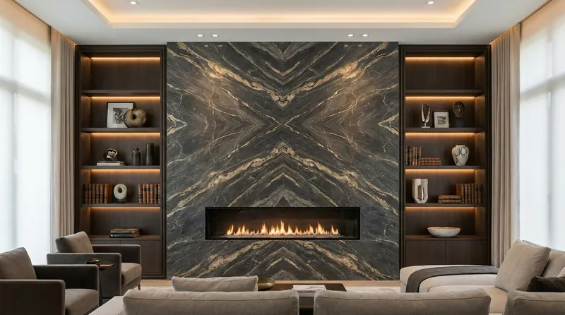 Fireplace stone tile surround