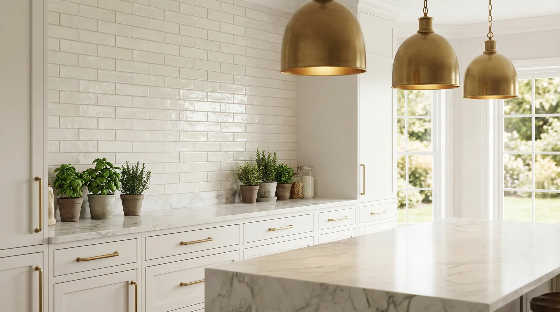 Ceramic tile kitchen backsplash